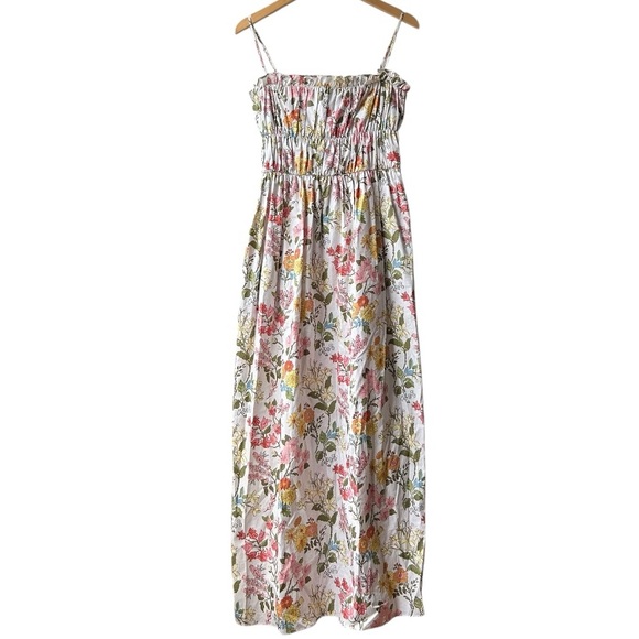 COCO SHOP Multi Floral Shirred Pocket Spaghetti Strap Maxi Dress Sz S - Picture 3 of 13